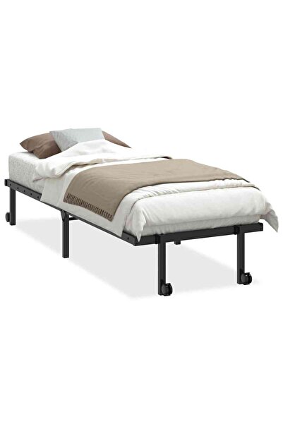 vidaxl Cadru de pat fără saltea Pliabil Negru 80x200 cm Oțel