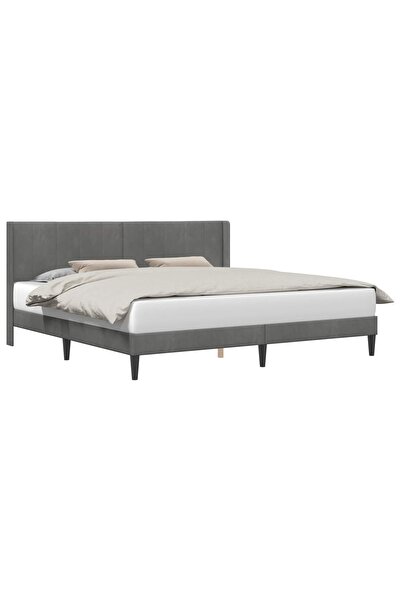vidaxl Cadru de pat cu headboard Gri închis 180 x 200 cm Catifea