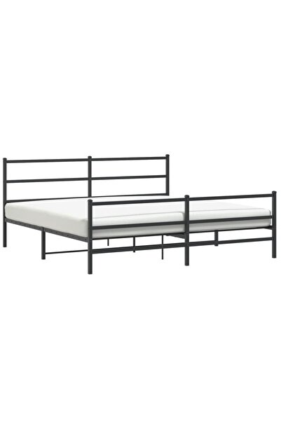 vidaxl Cadru pat metalic cu tăblii de cap/picioare, negru, 200x200 cm