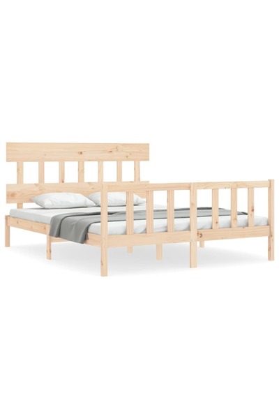 vidaxl Cadru de pat cu tăblie, king size, lemn masiv