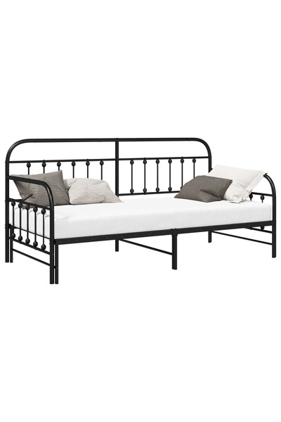 vidaxl Cadru de pat de zi Negru 90 x 200 cm Oțel vopsit electrostatic