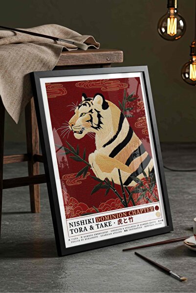 Buka Shops Tiger Painting Red Bamboo Forest – Nishiki Embroidery Art Poster –...