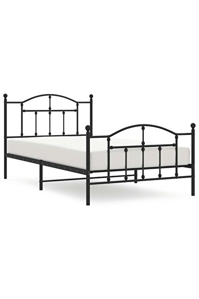 vidaxl Cadru pat metalic cu tăblii de cap/picioare, negru, 100x200 cm