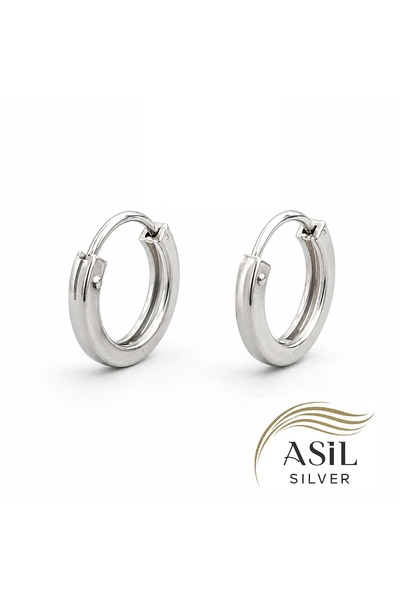 ASİL SİLVER ONLİNE 925 AYAR 10 mm (1 cm) ÇAPINDA KÖŞELİ KASA GÜMÜŞ HALKA KÜPE...