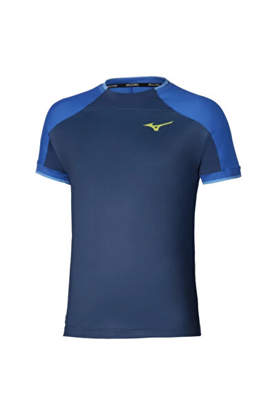 MIZUNO تي شيرت رجالي برسومات جرافيكية باللون الأزرق الداكن / الأزرق