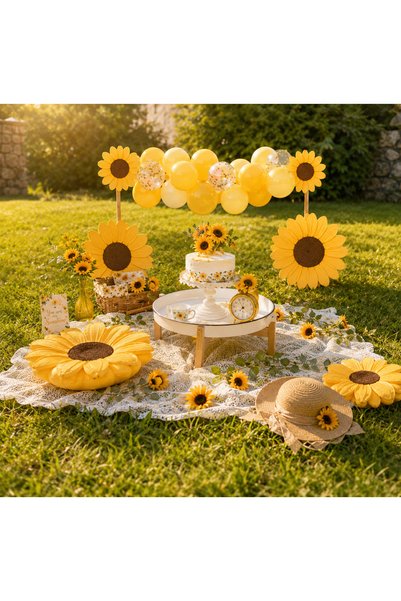 Gülfa Giftbox مجموعة عيد ميلاد بتصميم زهرة الشمس تتضمن حامل بالونات من 7 قطع + جهاز صنع الزهور من 3 قطع + مجموعة بالونات مع 27 قطعة احتياطية