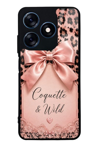 Spoyi حافظة هاتف لامعة بتصميم Tecno Spark 10 Coquette Wild Bow