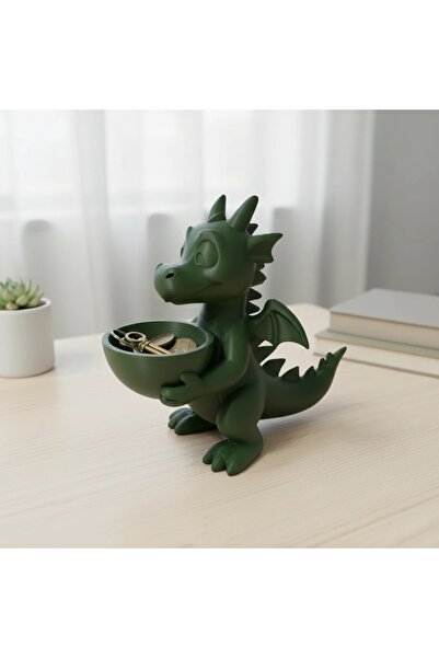 OEM Figurină Dragon Decorativă cu Bol, Suport Obiecte Mici, Imprimare 3D, 15 cm