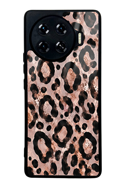 Spoyi Tecno Spark 20 Pro Plus Rose Gold Leopar Tasarımlı Glossy Telefon Kılıfı