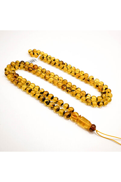 Generic Moss Amber Rosary 99 Beads 9mm Golden Honey Prayer Beads 51.5g Tasbih...