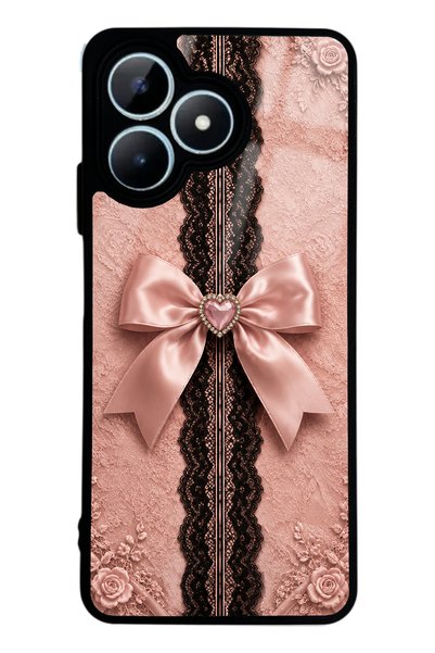Spoyi Realme Note 50 Glossy Phone Case with Pink Lace Bow Design