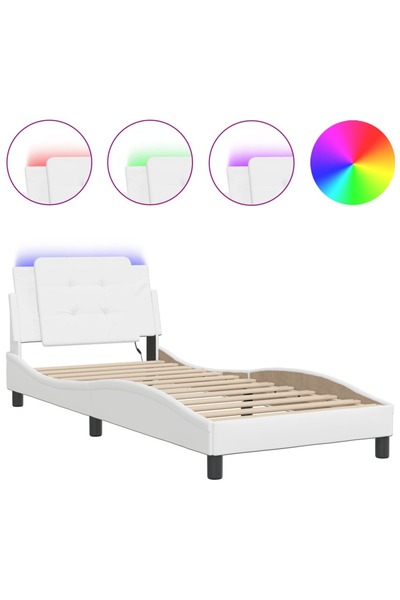 vidaxl Cadru de pat cu LED fără saltea, Zadar, alb, 100x203 cm