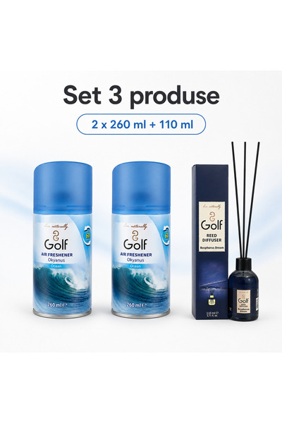 Golf Set 3 Produse pentru Camera, 2x Spray Ocean 260 ml, Reed Bosphorus Dream...