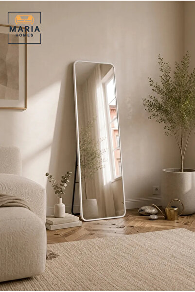 MARIA HOMES Full Length Standing Mirror with Rounded Corners – Modern Floor D...