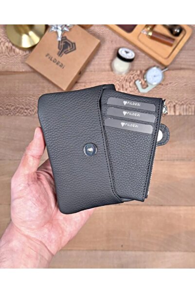Fil Deri Genuine Leather Card Holder Zippered Small Women's Wallet 2152