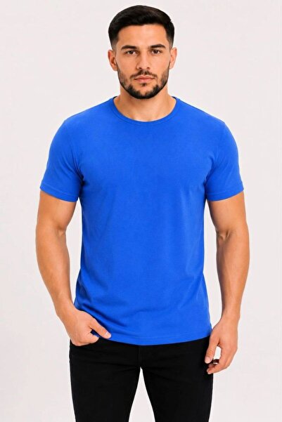 VELİZADE Men's Crew Neck Short Sleeve Stretchy Combed Cotton Fabric Slim Fit ...