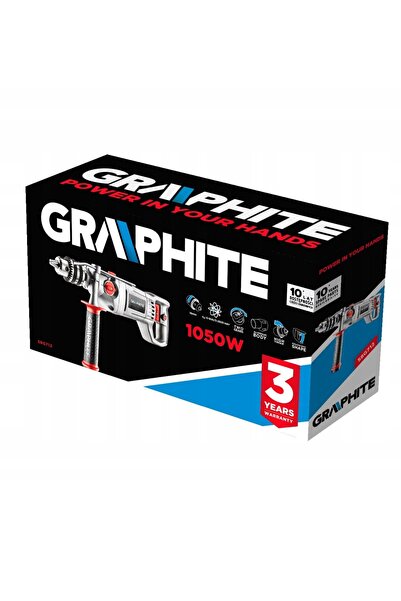 graphite Mașină de găurit 1050W, cu mâner ergonomic, 16 mm, 2 trepte de vitez...
