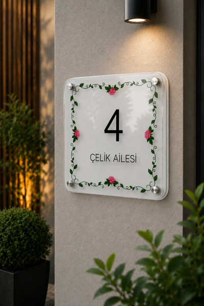 JHAAR Kişiye Özel Pleksi Kapı İsimliği – Modern & Lüks UV Baskılı Dekoratif K...