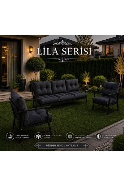 Sofmina Lila Serisi Açık Gri Bahçe Mobilyası Seti - Lüks Balkon Oturma Grubu ...