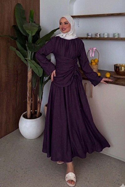 Şulemoda Giyim Troya Linen Dress Purple