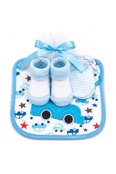 Warehouse Newborn Baby Gift Set Baby Bibs and Baby Hat in Luxury Tulle Bag