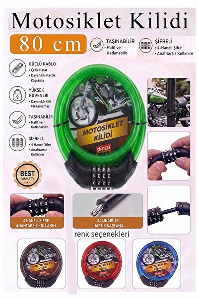 Artmaster Lacăt verde cu combinație pentru motocicletă 80 cm 1 bucată K-3682 ...