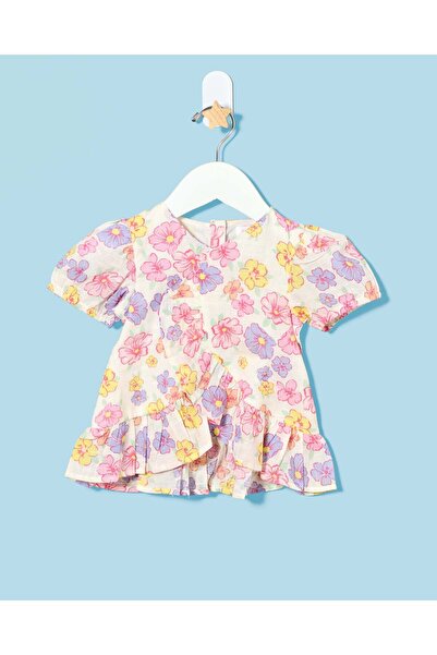 REDTAG Infant Girls White Printed Dress