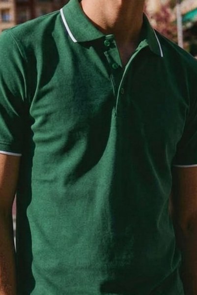 comstar Men's Buttoned Fashion Green Polo Collar T-Shirt