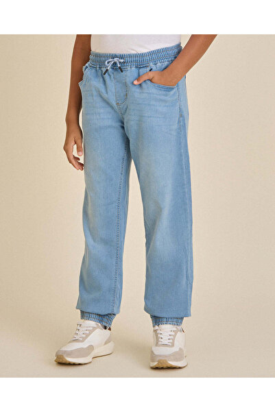 REDTAG Senior Boys Blue Denim Joggers
