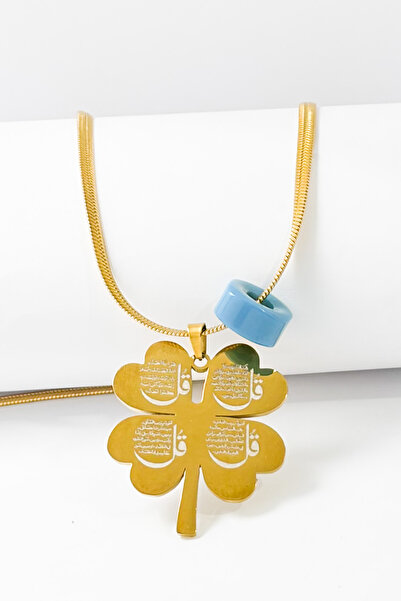 DEARWİSH Gold Color Four-Leaf Clover Design Italian Chain Stainless Steel Nec...
