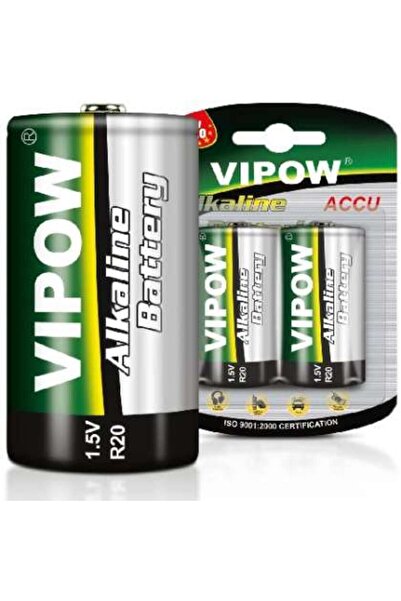 Vipow Baterie Alcalină 1.5V D-LR20 / Blister, 2 bucăți/set