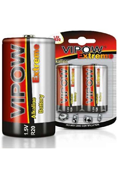 Vipow Baterie Super-alkalină 1.5V D-LR20 / Blister, 2 bucăți/set