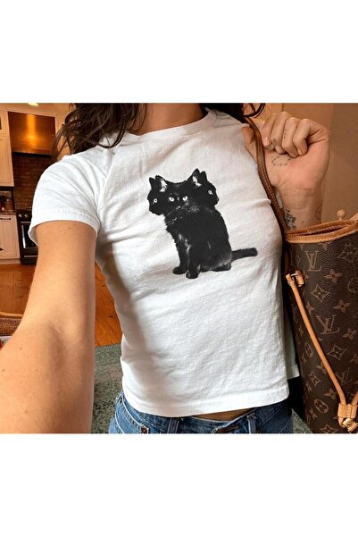 Grafftee Clothing Spooky Black Cat Printed Women's Body Tee