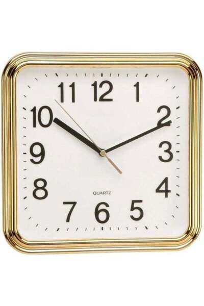 Day To Day Quartz Battery Operated Square Analogue Wall Clock With Black Numb...