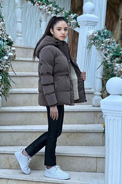 Pina Kids Girls' Nova Fabric Hooded Pocketed Elastic Waist Drawstring Waterpr...