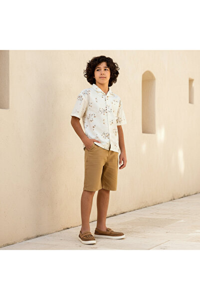 ELIGO Camp Collar Short Sleeve Shirt and Shorts Set with Floral Print