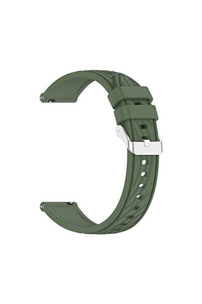 OEM Λουράκι σιλικόνης με ριγέ υφή για Amazfit GTR 4 46mm, Σκούρο Πράσινο