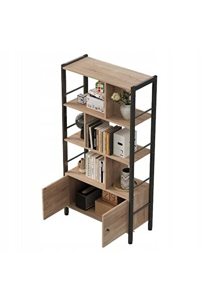 Muvu Bibliotecă modernă în stil loft, 155x74x30cm, Bronz, cu dulapuri cu încu...