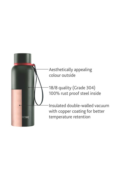 Borosil Vacuum Trek Bottle, Green 850Ml