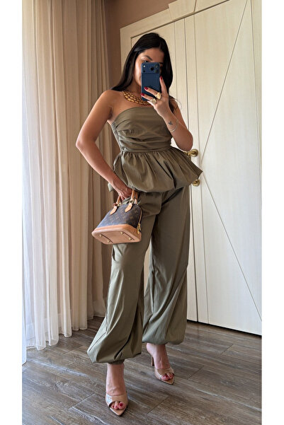 My Blog Set bluză kaki cu balon și pantaloni shalwar - 7334