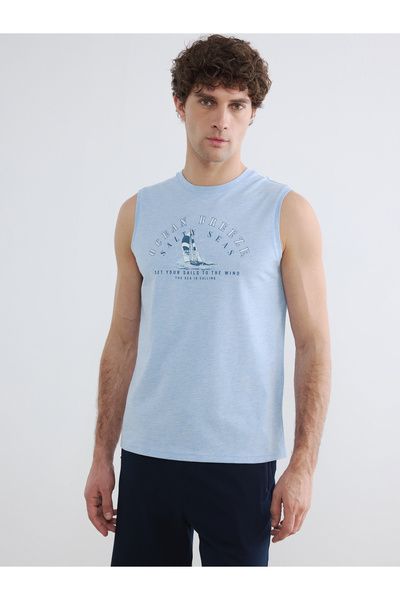 LC Waikiki Tricou fără mâneci pentru bărbați cu imprimeu cu decolteu