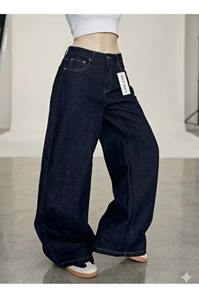 İsra Ayyıldız Moonstar Collection Geniş Paça Baggy Denim Jeans Pantolon