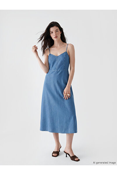 LC Waikiki V Neck Strappy Denim Dress