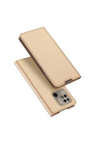 Dux Ducis Husă tip carte Skin Pro pentru Xiaomi Redmi 10C, auriu