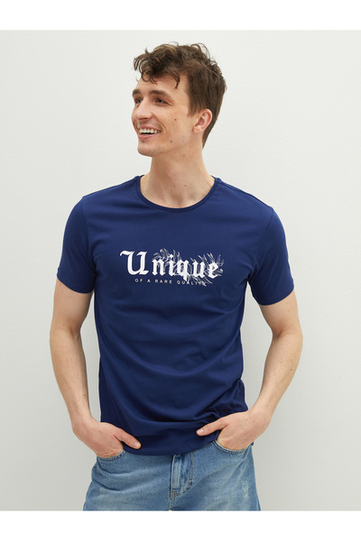 LC Waikiki Tricou bărbătesc din bumbac pieptănat, imprimat, cu guler rotund ș...