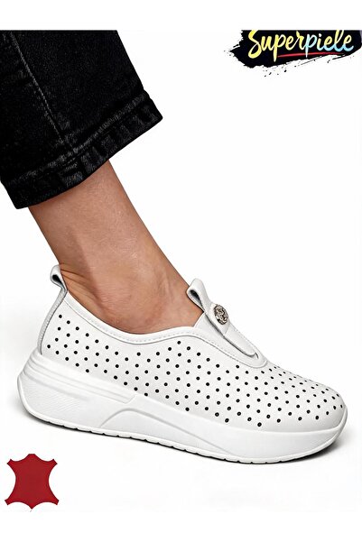 ANGEL BLUE Pantofi casual dama piele naturala perforati cu inchidere slip-on