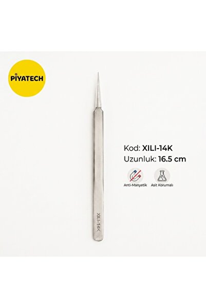 PİYATECH XILI-14K ملقط إلكتروني دقيق من الفولاذ المقاوم للصدأ ذو طرف رفيع لإص...