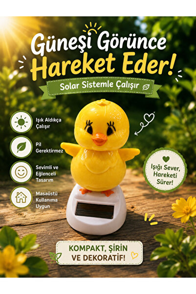 seymen bıçakçılık Solar Enerjili Sallanan Civciv Dekoratif Masa Oyuncağı – Gü...