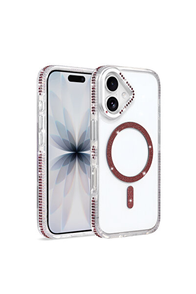 m.tk moveteck iPhone 17 Uyumlu Kılıf Parlak Taş İşlemeli Işıltılı Magsafe Şar...