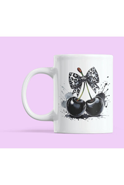Nino Store Leopard Bow Cherry Mug – Aesthetic Cherry Design Porcelain Coffee ...